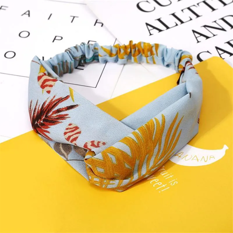 Mode Blumendruck Knoten Frauen Stirnband Vintage Haarband Mädchen Kopfbedeckung Leopard Stirnband Haarschmuck