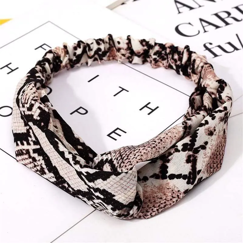 Mode Blumendruck Knoten Frauen Stirnband Vintage Haarband Mädchen Kopfbedeckung Leopard Stirnband Haarschmuck