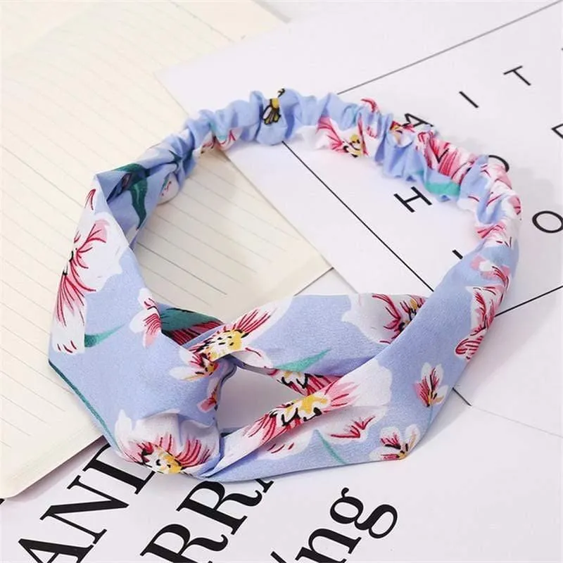 Mode Blumendruck Knoten Frauen Stirnband Vintage Haarband Mädchen Kopfbedeckung Leopard Stirnband Haarschmuck