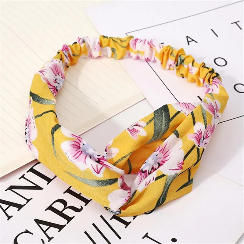 Mode Blumendruck Knoten Frauen Stirnband Vintage Haarband Mädchen Kopfbedeckung Leopard Stirnband Haarschmuck