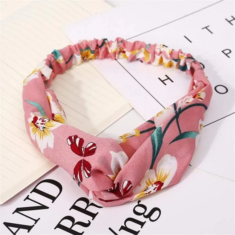 Mode Blumendruck Knoten Frauen Stirnband Vintage Haarband Mädchen Kopfbedeckung Leopard Stirnband Haarschmuck