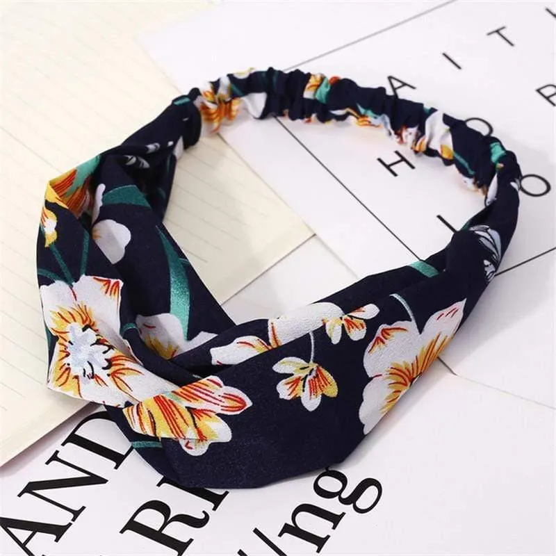 Mode Blumendruck Knoten Frauen Stirnband Vintage Haarband Mädchen Kopfbedeckung Leopard Stirnband Haarschmuck