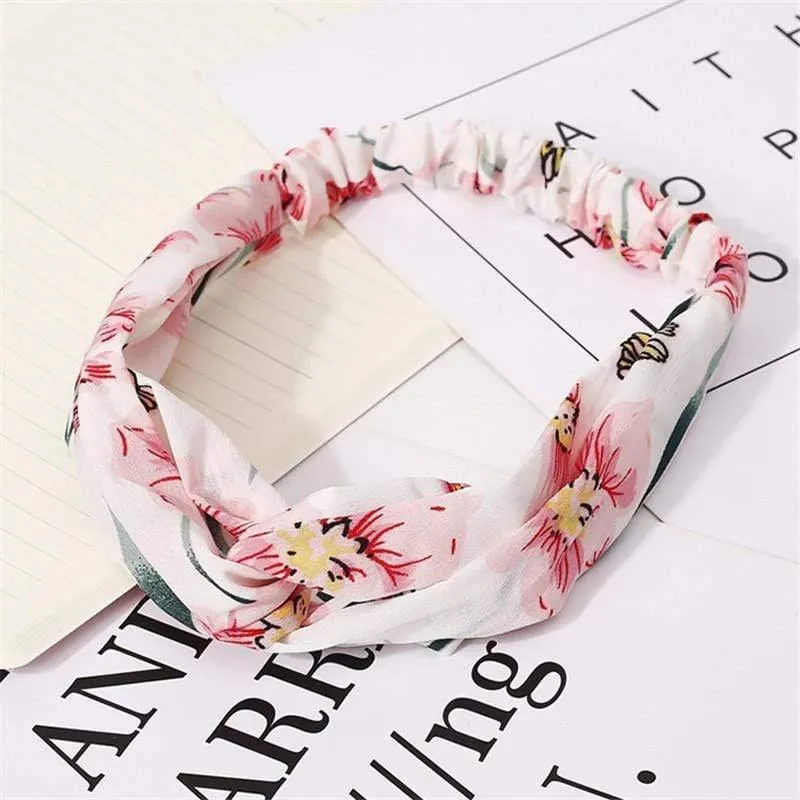 Mode Blumendruck Knoten Frauen Stirnband Vintage Haarband Mädchen Kopfbedeckung Leopard Stirnband Haarschmuck
