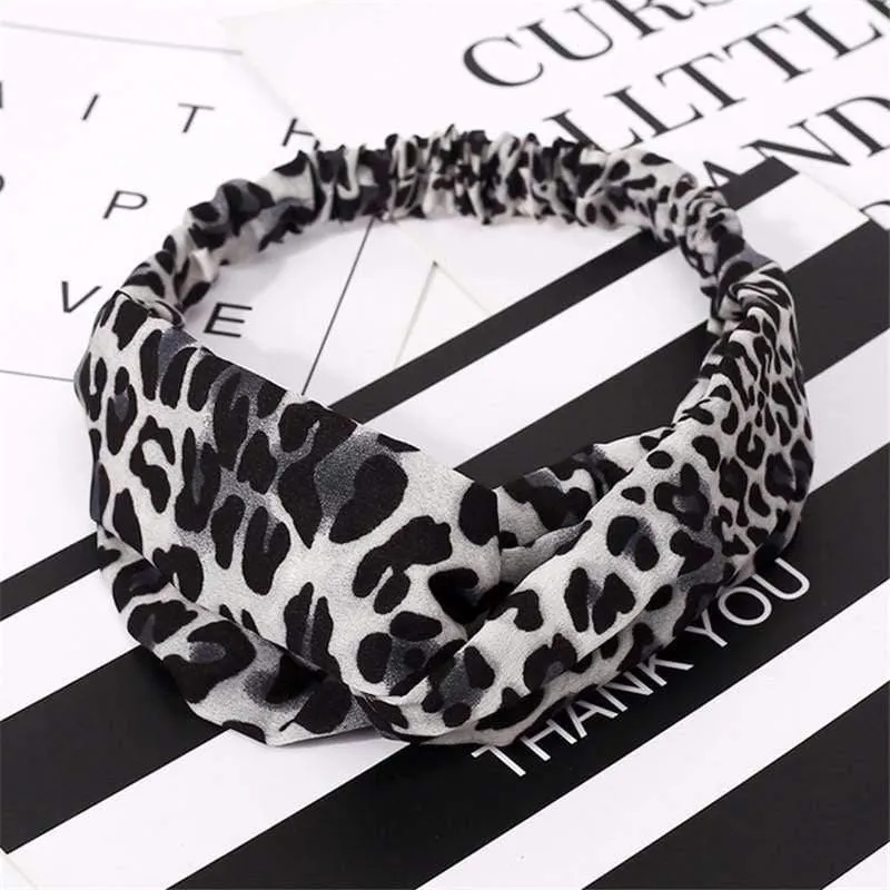 Mode Blumendruck Knoten Frauen Stirnband Vintage Haarband Mädchen Kopfbedeckung Leopard Stirnband Haarschmuck