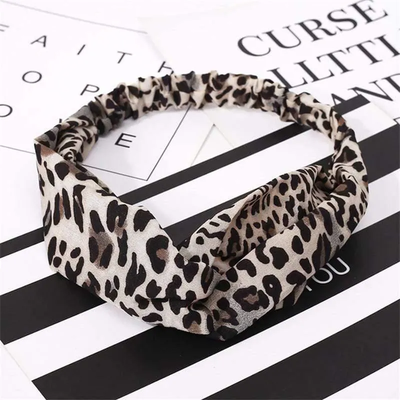 Mode Blumendruck Knoten Frauen Stirnband Vintage Haarband Mädchen Kopfbedeckung Leopard Stirnband Haarschmuck