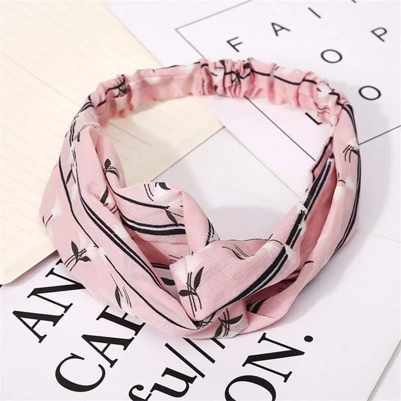 Mode Blumendruck Knoten Frauen Stirnband Vintage Haarband Mädchen Kopfbedeckung Leopard Stirnband Haarschmuck