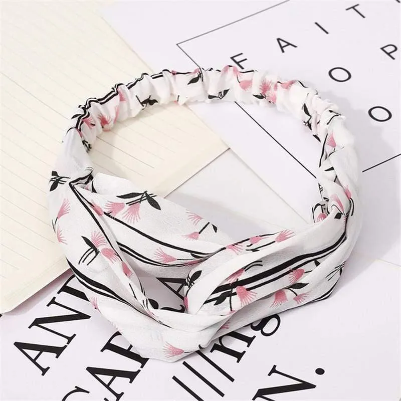 Mode Blumendruck Knoten Frauen Stirnband Vintage Haarband Mädchen Kopfbedeckung Leopard Stirnband Haarschmuck