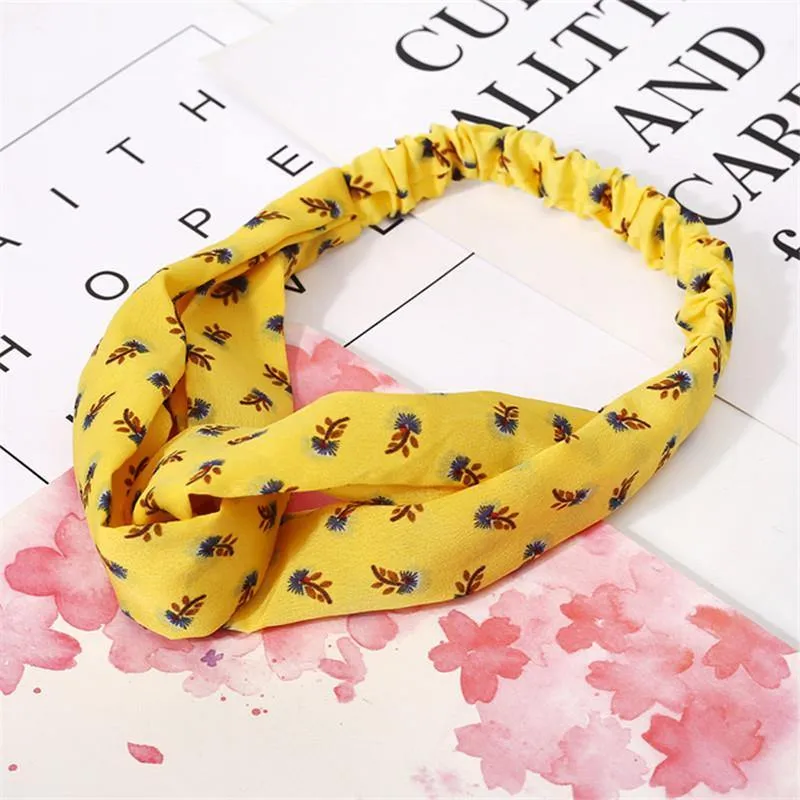 Mode Blumendruck Knoten Frauen Stirnband Vintage Haarband Mädchen Kopfbedeckung Leopard Stirnband Haarschmuck