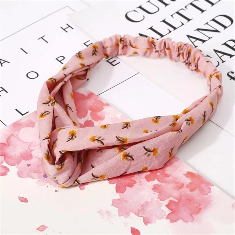 Mode Blumendruck Knoten Frauen Stirnband Vintage Haarband Mädchen Kopfbedeckung Leopard Stirnband Haarschmuck