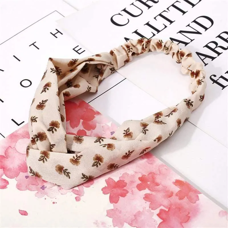 Mode Blumendruck Knoten Frauen Stirnband Vintage Haarband Mädchen Kopfbedeckung Leopard Stirnband Haarschmuck