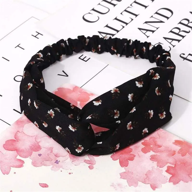 Mode Blumendruck Knoten Frauen Stirnband Vintage Haarband Mädchen Kopfbedeckung Leopard Stirnband Haarschmuck