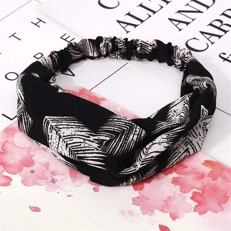 Mode Blumendruck Knoten Frauen Stirnband Vintage Haarband Mädchen Kopfbedeckung Leopard Stirnband Haarschmuck
