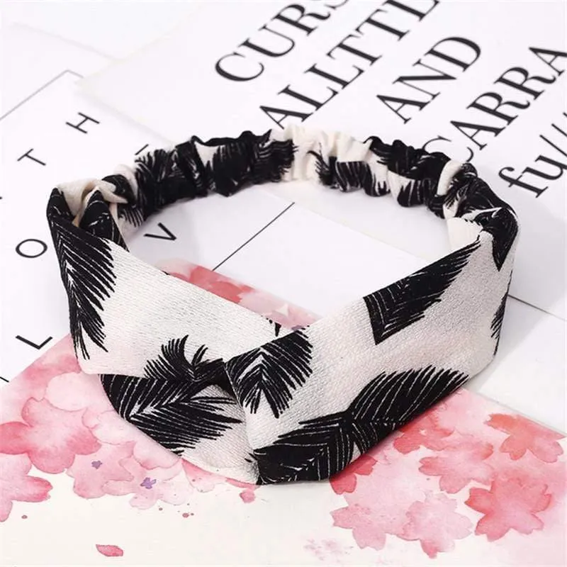 Mode Blumendruck Knoten Frauen Stirnband Vintage Haarband Mädchen Kopfbedeckung Leopard Stirnband Haarschmuck