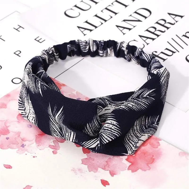 Mode Blumendruck Knoten Frauen Stirnband Vintage Haarband Mädchen Kopfbedeckung Leopard Stirnband Haarschmuck