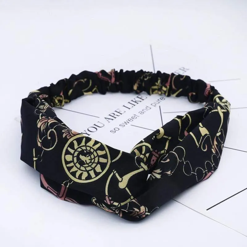 Mode Blumendruck Knoten Frauen Stirnband Vintage Haarband Mädchen Kopfbedeckung Leopard Stirnband Haarschmuck
