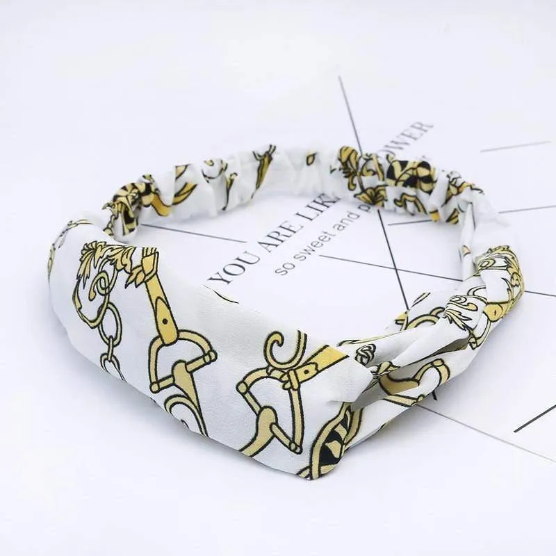 Mode Blumendruck Knoten Frauen Stirnband Vintage Haarband Mädchen Kopfbedeckung Leopard Stirnband Haarschmuck