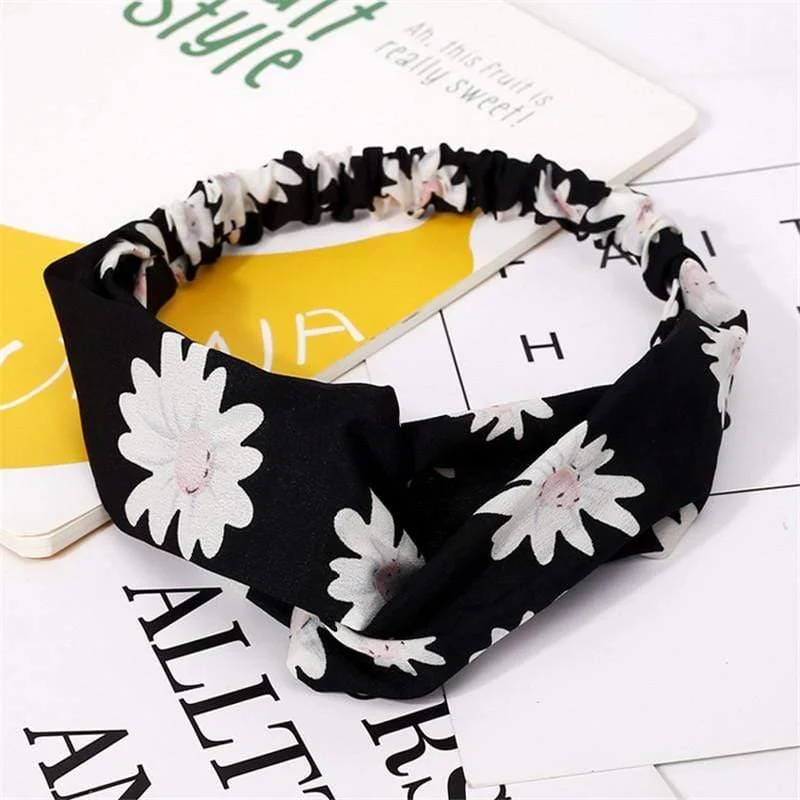 Mode Blumendruck Knoten Frauen Stirnband Vintage Haarband Mädchen Kopfbedeckung Leopard Stirnband Haarschmuck