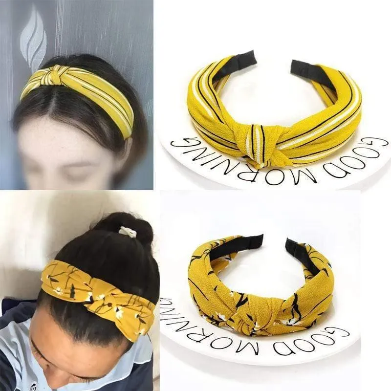 Bedruckte Scrunchies, Turban-Oberteil, geknotetes elastisches Haarband, Haar-Accessoires für Mädchen, rutschfestes Stirnband, Haarband für Frauen