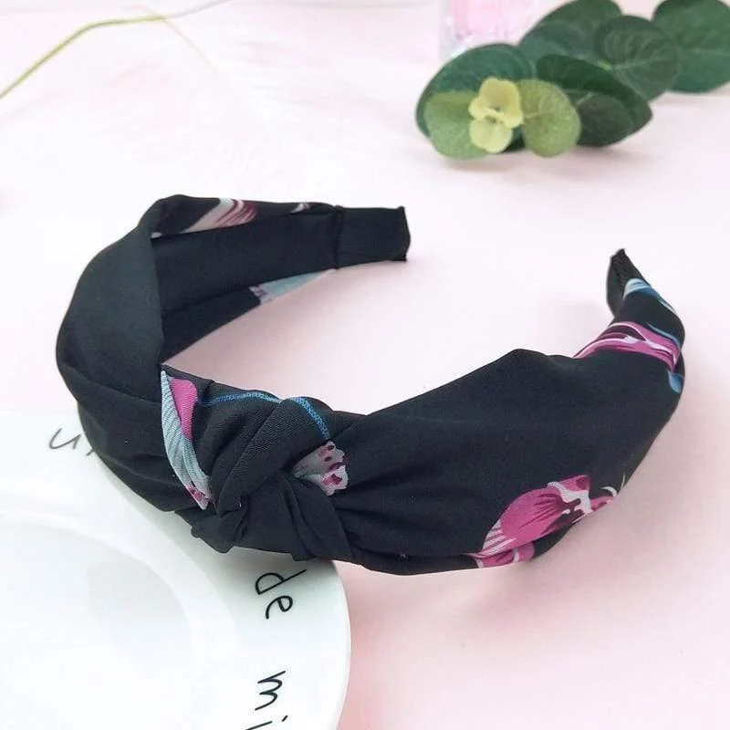 Bedruckte Scrunchies, Turban-Oberteil, geknotetes elastisches Haarband, Haar-Accessoires für Mädchen, rutschfestes Stirnband, Haarband für Frauen