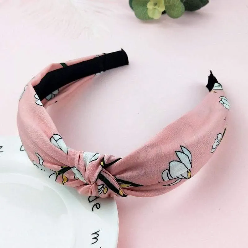 Bedruckte Scrunchies, Turban-Oberteil, geknotetes elastisches Haarband, Haar-Accessoires für Mädchen, rutschfestes Stirnband, Haarband für Frauen
