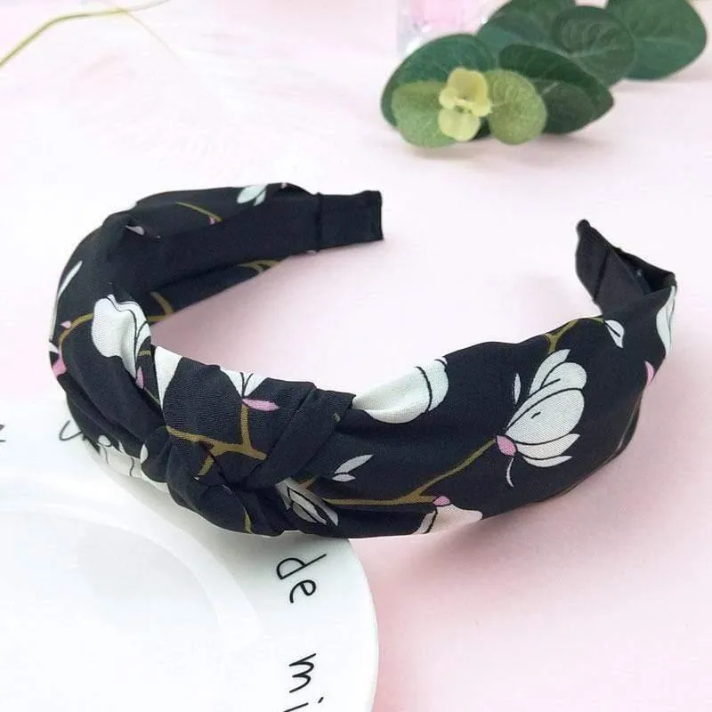 Bedruckte Scrunchies, Turban-Oberteil, geknotetes elastisches Haarband, Haar-Accessoires für Mädchen, rutschfestes Stirnband, Haarband für Frauen