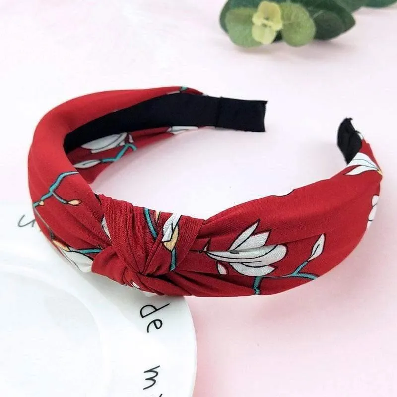 Bedruckte Scrunchies, Turban-Oberteil, geknotetes elastisches Haarband, Haar-Accessoires für Mädchen, rutschfestes Stirnband, Haarband für Frauen