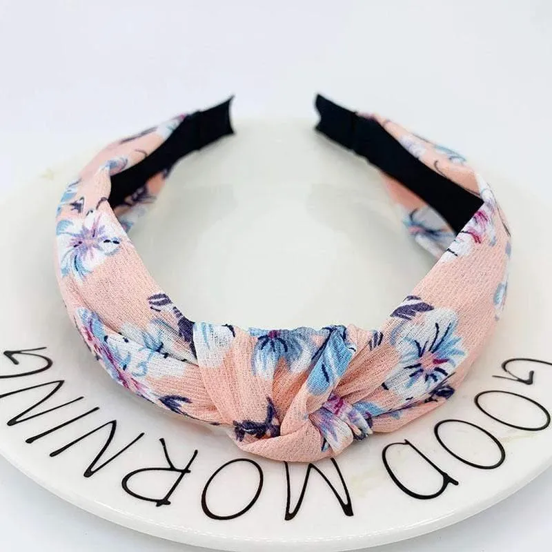 Bedruckte Scrunchies, Turban-Oberteil, geknotetes elastisches Haarband, Haar-Accessoires für Mädchen, rutschfestes Stirnband, Haarband für Frauen