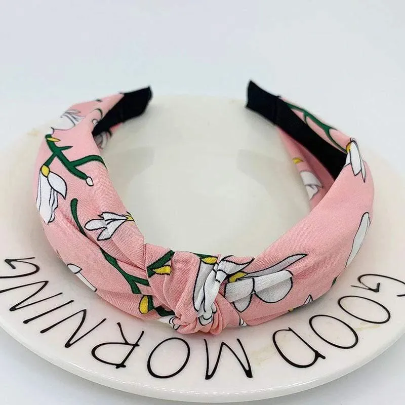 Bedruckte Scrunchies, Turban-Oberteil, geknotetes elastisches Haarband, Haar-Accessoires für Mädchen, rutschfestes Stirnband, Haarband für Frauen