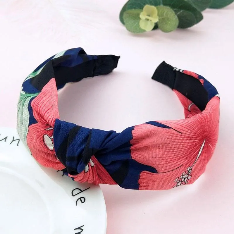 Bedruckte Scrunchies, Turban-Oberteil, geknotetes elastisches Haarband, Haar-Accessoires für Mädchen, rutschfestes Stirnband, Haarband für Frauen