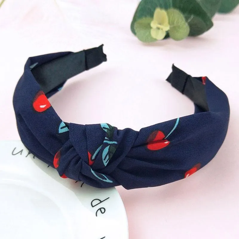 Bedruckte Scrunchies, Turban-Oberteil, geknotetes elastisches Haarband, Haar-Accessoires für Mädchen, rutschfestes Stirnband, Haarband für Frauen