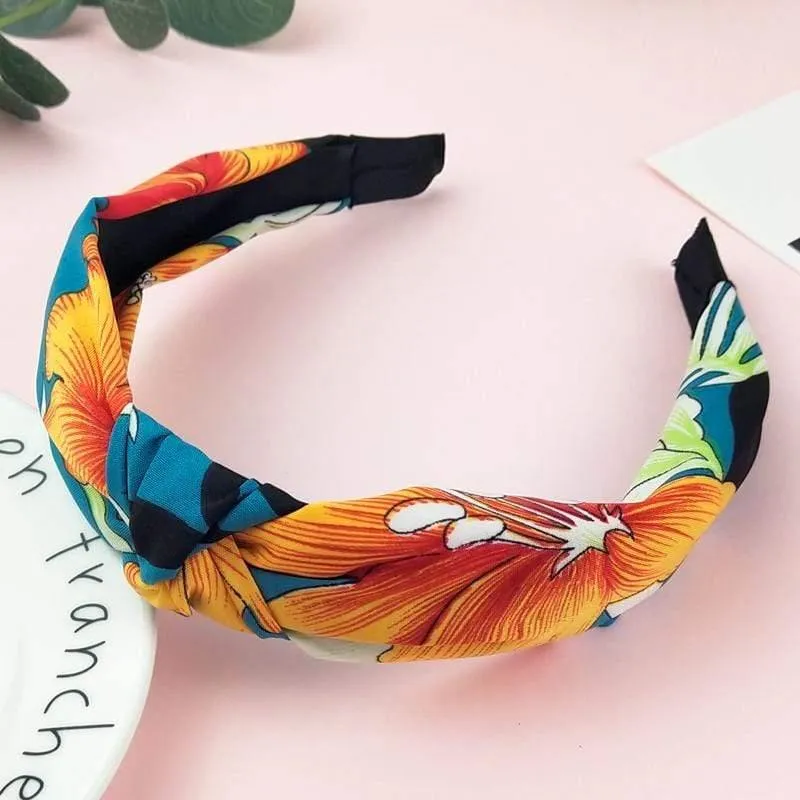 Bedruckte Scrunchies, Turban-Oberteil, geknotetes elastisches Haarband, Haar-Accessoires für Mädchen, rutschfestes Stirnband, Haarband für Frauen