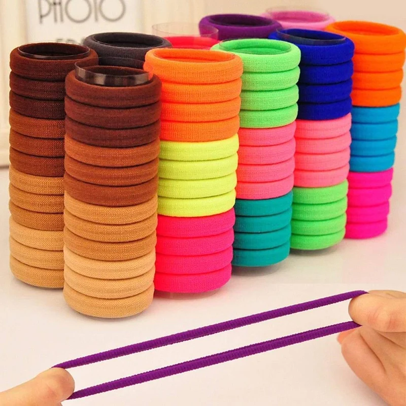 50/100 Stück 35 mm Durchmesser hochelastische Haarbänder für Damen und Mädchen, Haarband, Gummibänder, Pferdeschwanzhalter, Scrunchies, Haar-Accessoires