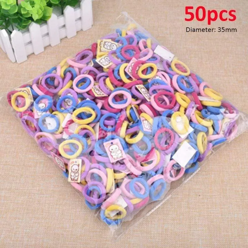 50/100 Stück 35 mm Durchmesser hochelastische Haarbänder für Damen und Mädchen, Haarband, Gummibänder, Pferdeschwanzhalter, Scrunchies, Haar-Accessoires