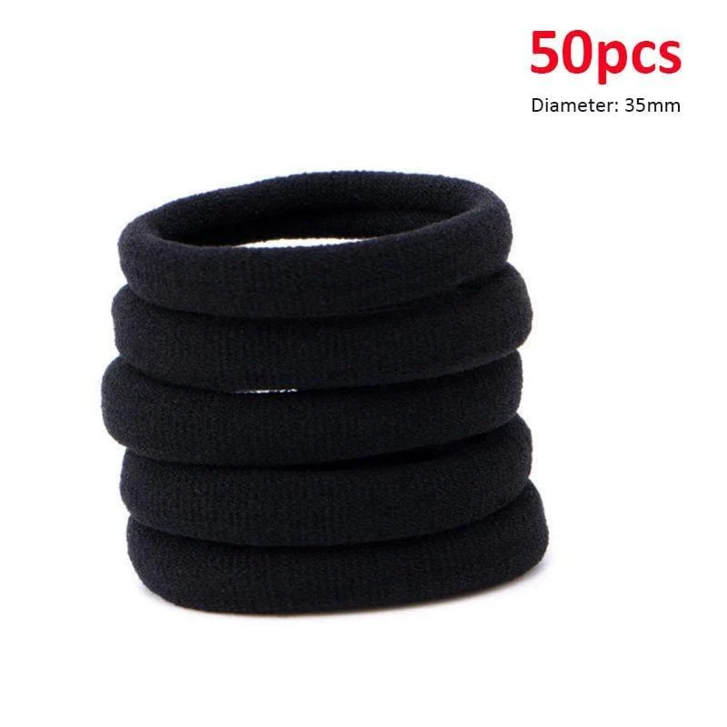 50/100 Stück 35 mm Durchmesser hochelastische Haarbänder für Damen und Mädchen, Haarband, Gummibänder, Pferdeschwanzhalter, Scrunchies, Haar-Accessoires