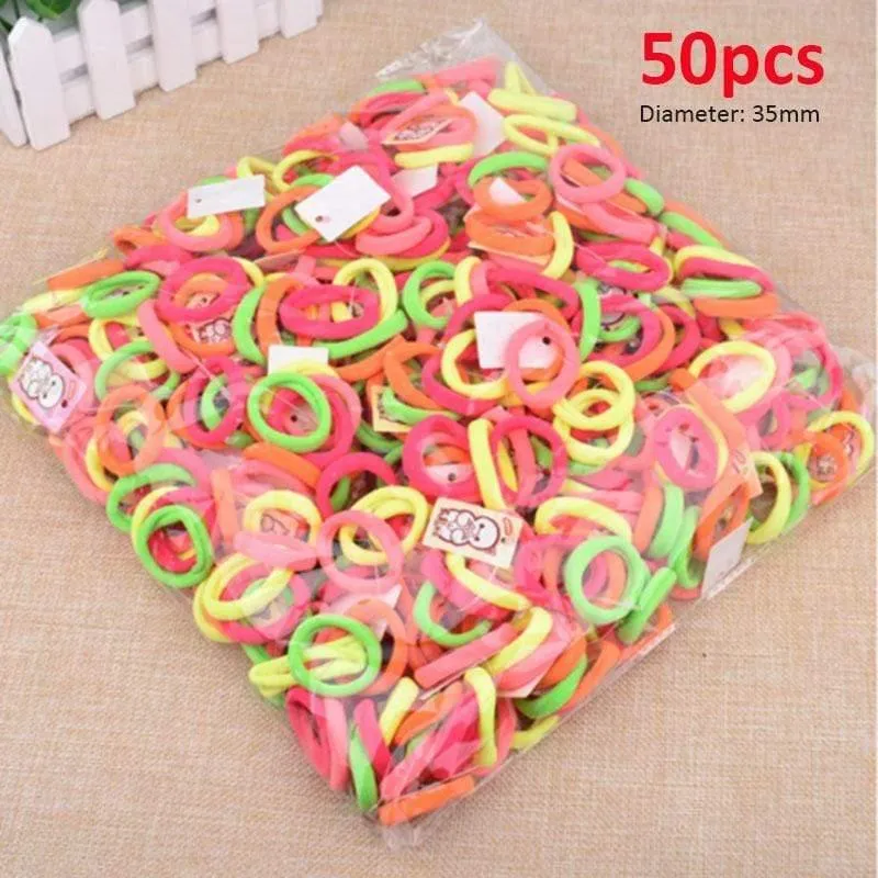 50/100 Stück 35 mm Durchmesser hochelastische Haarbänder für Damen und Mädchen, Haarband, Gummibänder, Pferdeschwanzhalter, Scrunchies, Haar-Accessoires