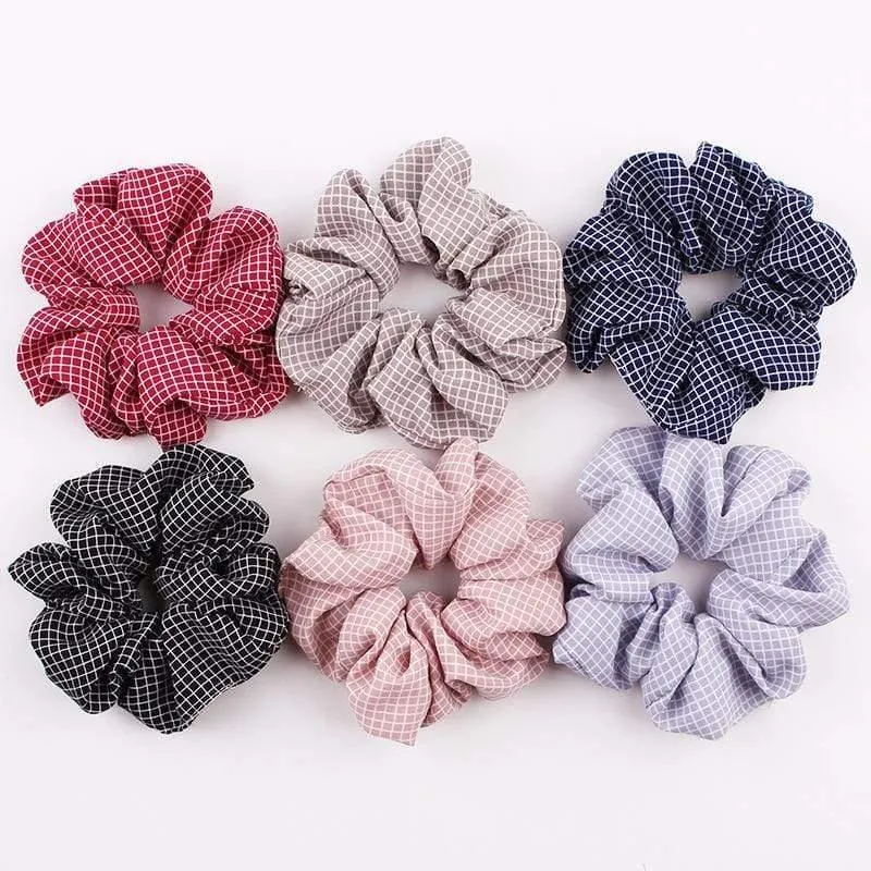 Damen Vintage Haargummi gepunktet kariert Haarseil Mädchen elastisches Haarband Pferdeschwanzhalter gestreiftes Gummiband Haarschmuck