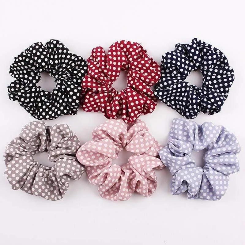 Damen Vintage Haargummi gepunktet kariert Haarseil Mädchen elastisches Haarband Pferdeschwanzhalter gestreiftes Gummiband Haarschmuck