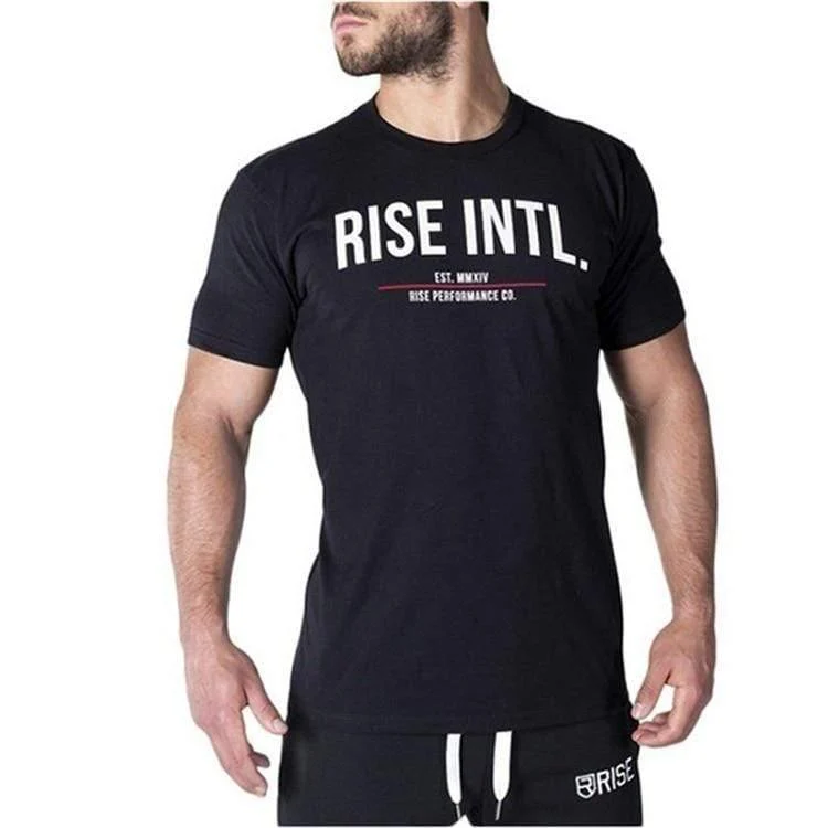 Herren Kurzarm Baumwolle T-Shirt Männlich Lässig Mode Bedruckte T-Shirt Turnhallen Fitness Bodybuilding Workout Marke T-Shirts Oberteile Bekleidung