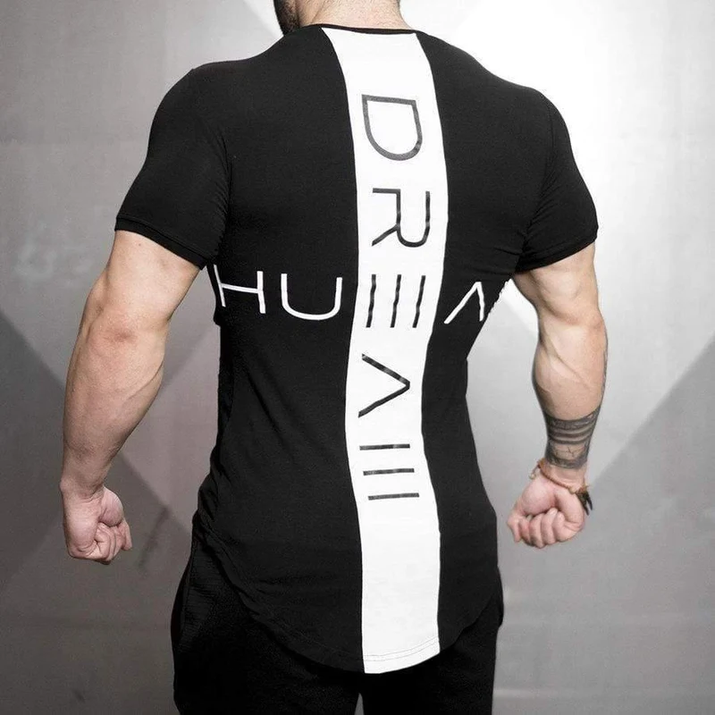 Männer Kurzarm T-Shirt mit O-Ausschnitt Sommer Casual Fashion Skinny T-Shirts Turnhallen Fitness Workout T-Shirts Crossfit Markenkleidung