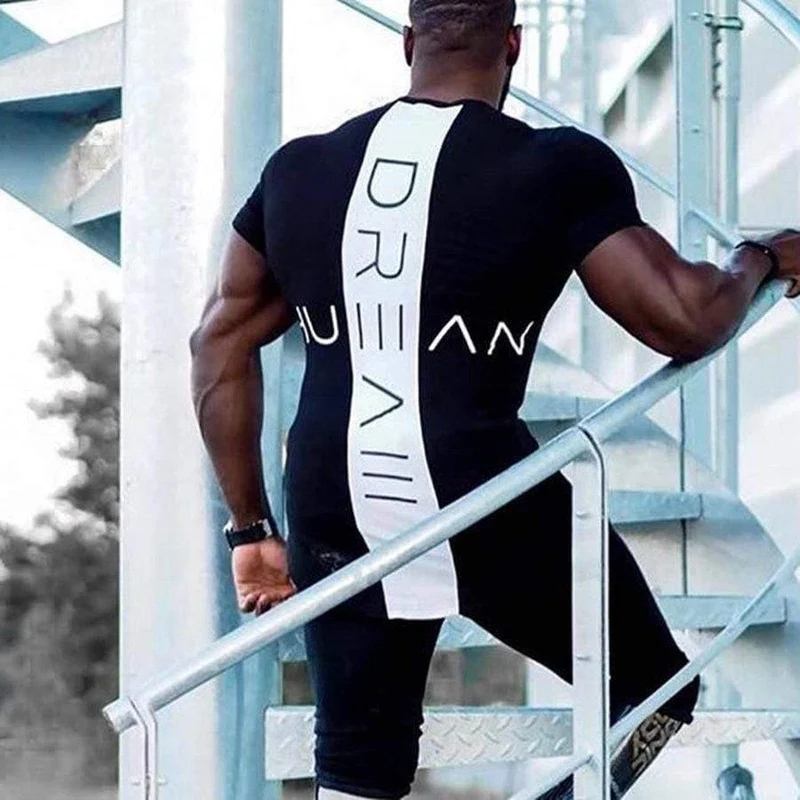 Männer Kurzarm T-Shirt mit O-Ausschnitt Sommer Casual Fashion Skinny T-Shirts Turnhallen Fitness Workout T-Shirts Crossfit Markenkleidung