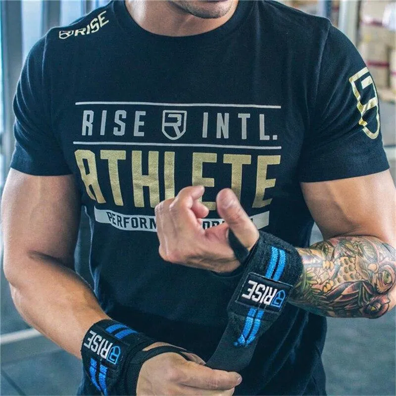 Herren Kurzarm Baumwolle T-Shirt Sommer Casual Fashion Slim Print T-Shirt Crossfit Turnhallen Fitness Workout T-Shirts Top Kleidung