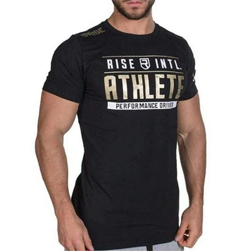 Männer Kurzarm Baumwolle T-Shirt Casual Fashion Print Schlankes T-Shirt Männliche Jogger Turnhallen Fitness Bodybuilding Workout Marke T-Shirts Tops