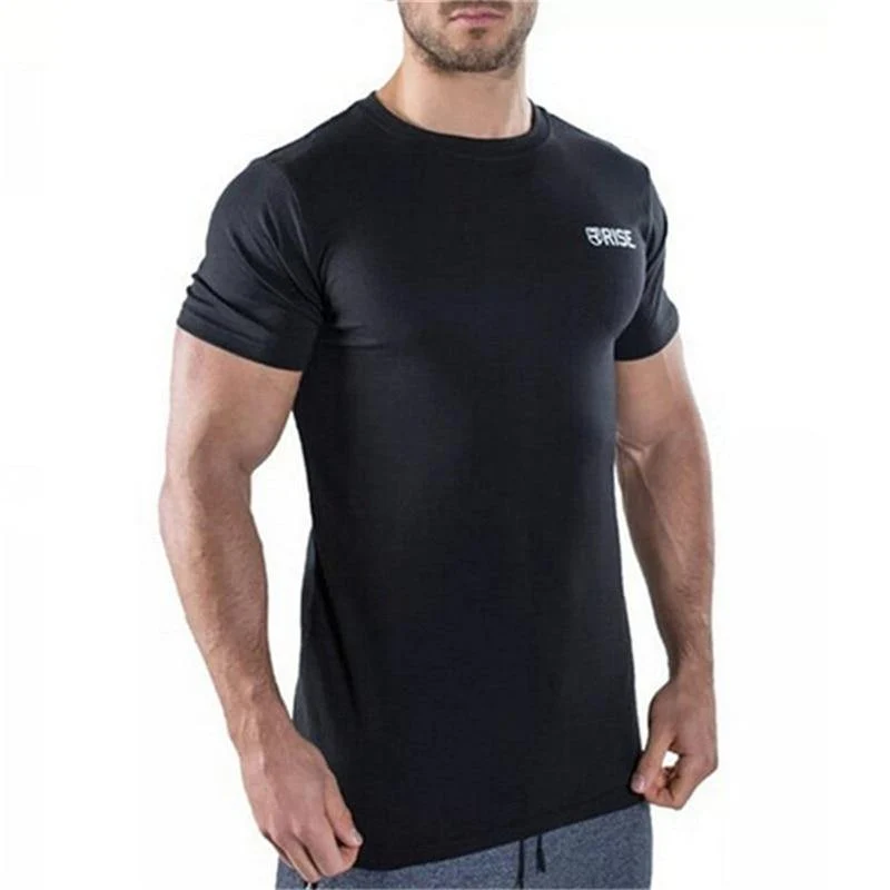 Männer Kurzarm Baumwolle T-Shirt Casual Fashion Print Schlankes T-Shirt Männliche Jogger Turnhallen Fitness Bodybuilding Workout Marke T-Shirts Tops