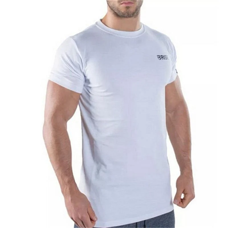 Männer Kurzarm Baumwolle T-Shirt Casual Fashion Print Schlankes T-Shirt Männliche Jogger Turnhallen Fitness Bodybuilding Workout Marke T-Shirts Tops