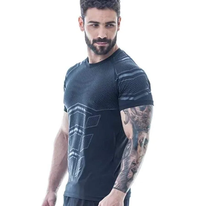 Männer Fitness Fitness T-Shirt Kompression Skinny Bodybuilding T-Shirt Muskel иуди Männlich Sommer Casual Workout Tee Tops Markenkleidung
