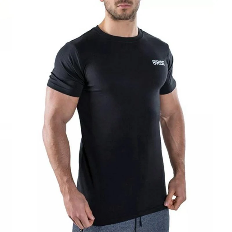 Männer Kurzarm Baumwolle T-Shirt New Casual Schwarz Solid Slim T-Shirt Männlich Jogger Gyms Fitness Bodybuilding Workout T-Shirts Tops