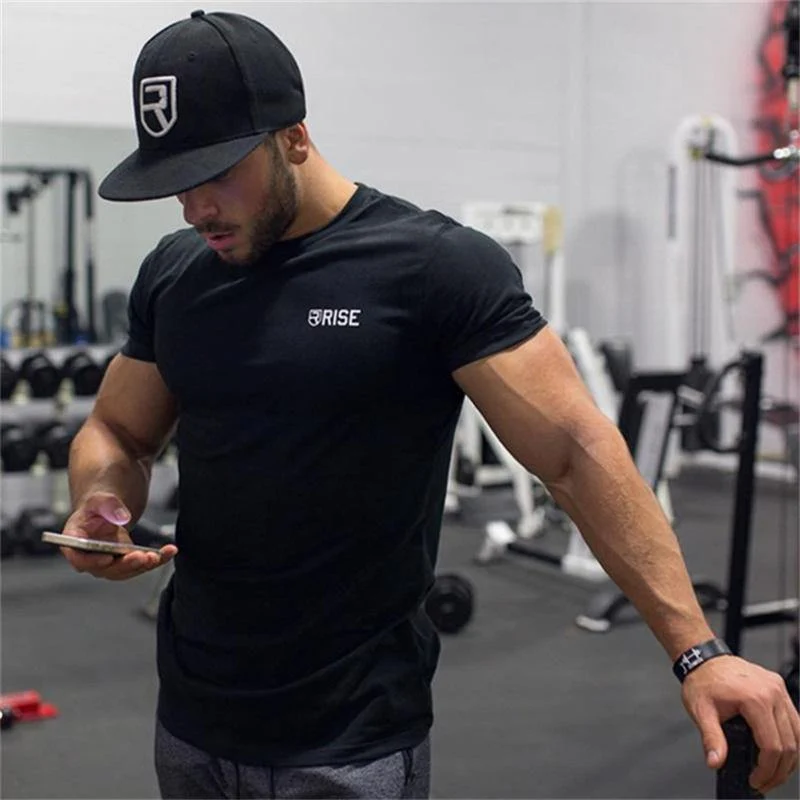 Männer Kurzarm Baumwolle T-Shirt New Casual Schwarz Solid Slim T-Shirt Männlich Jogger Gyms Fitness Bodybuilding Workout T-Shirts Tops