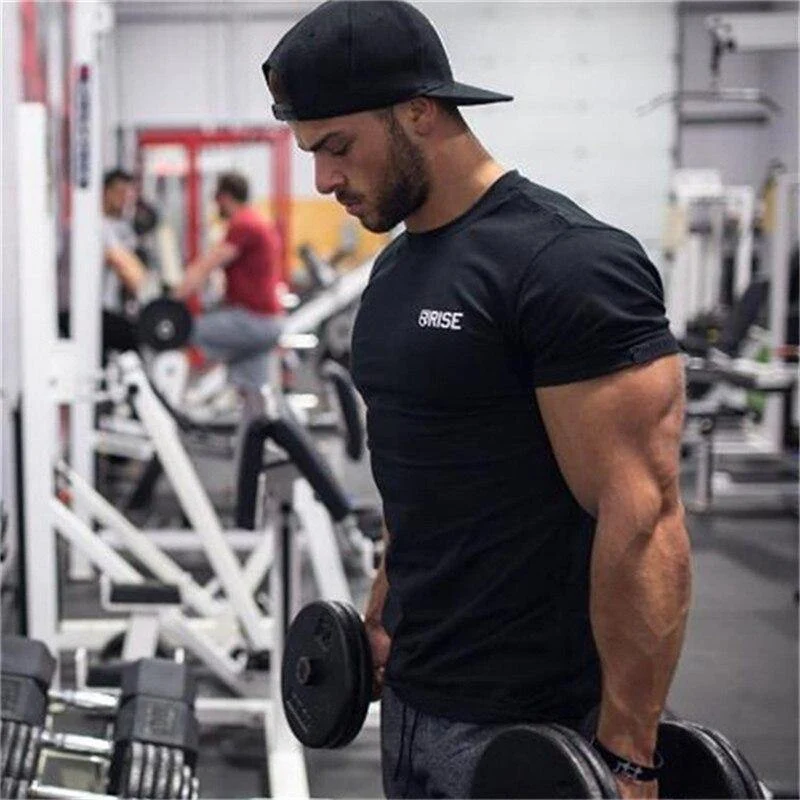 Männer Kurzarm Baumwolle T-Shirt New Casual Schwarz Solid Slim T-Shirt Männlich Jogger Gyms Fitness Bodybuilding Workout T-Shirts Tops