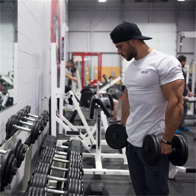 Männer Kurzarm Baumwolle T-Shirt New Casual Schwarz Solid Slim T-Shirt Männlich Jogger Gyms Fitness Bodybuilding Workout T-Shirts Tops
