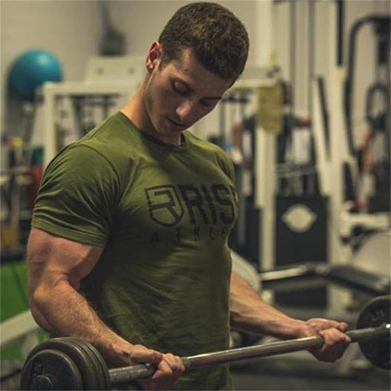 Männer Kurzarm Baumwolle T-shirt Neue Beiläufige Dünne Druck T-shirt Männliche Jogger Fitness-Studios Fitness Bodybuilding Tees Sommer Stil Tops